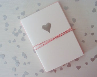 Silver Foil Stamped Heart Notecard Set - Folded