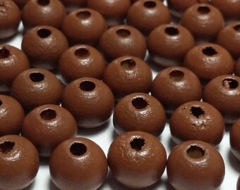 100pcs Brown Dyed Wood Beads - 8mm Beads - Wooden Spacer Beads - Boho Beads - Bohemian Beads - Brown Beads - B72035