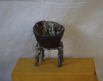 dark drippy sculptural bowl