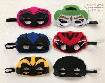 SET OF 6 Power Ranger Party Masks,Power Ranger Party Favors,Power Ranger Birthday,Power Ranger Party Decorations, Power Rangers Party