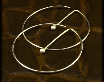 Large Silver Hoop Earrings / Big Silver Hoops - A MetalRocks Original Design - Unique Catchless Modern Minimalist Different Earring