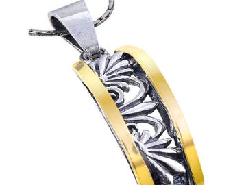 Silver and Gold Pendant, Sterling silver, 9 Karat Gold , handmade