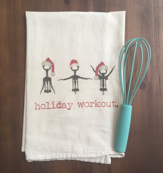 Items similar to Holiday Workout Flour Sack Tea Towel on Etsy