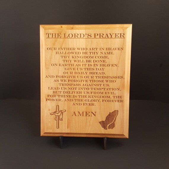 The Lord's Prayer Engraved Wood Plaque 12 X