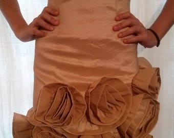 Powder pink color strapless cocktail dress