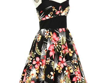 Hawaiian Dress Tropical Dress Holiday Dress Beach Dress Sun Dress Party Hibiscus Flower Dress Plus Size Pin Up Dress Tiki Dress Floral Dress