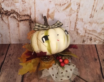 Pumpkin doll centerpiece fall decor autumn decor pumpkin girl thanksgiving decor toni kelly original pumpkin pixie anthropomorphic