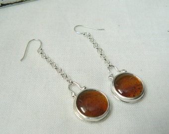 Earring EAD 81/365 and 82/365 - Pair of Sterling silver and Montana Agate Earrings - Single Earring