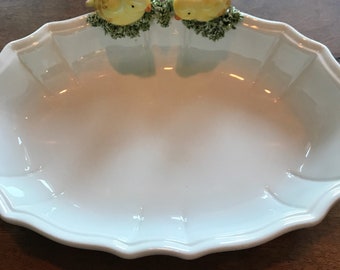 Seymour Mann Aviary Collection Decorative Serving Dish | Hand Painted | Bird | Easter | Spring | Sunday Dinner | Display |