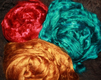 RawCo. Spin~Ins~ 3 color Pack Silky Bamboo Top Roving