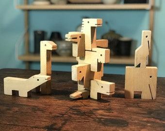 Complete - Creative Playthings wooden stacking animal zoo