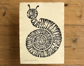 Petit Escargot | Calligram Print on Handmade Paper
