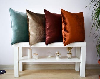 velvet pillow cover, velvet cushion cover, 16x16, 18x18, 20x20 copper velvet decorative pillow, copper velvet throw pillow, sofa pillow