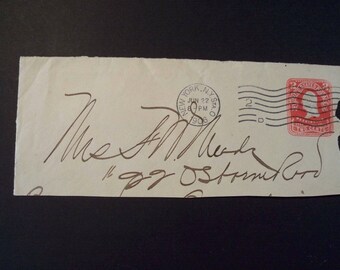 Vintage 1906 Post Marked Envenlope Half*1904 Embossed Washington Stamp*