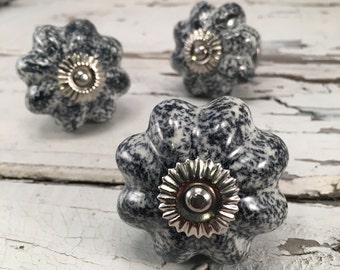 Navy Blue Knobs, Decorative Pull Knob, Pumpkin Ceramic Drawer Pulls, Cabinets Supplies, Item #457913772