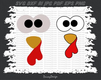 Turkey face svg, Gobble svg, Thanksgiving svg, Fall svg, SVG Dxf EPS Png Vector Art, Clipart, Cut Print File Cricut & Silhouette Decal