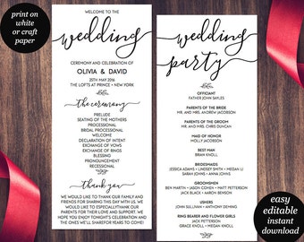 wedding program templates download free