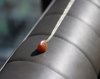 Brown amber silver necklace