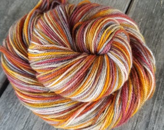 80/20 Sock Weight Hand Dyed Yarn - Kyoto in Autumn, Orange Grey Yarn, Fingering Weight Sock Yarn, 100 g, 400 Yards,  Kettle Dyed, Varigated