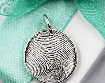 Fingerprint Jewelry, Thumbprint Jewelry, Silver Fingerprint Necklace, Fingerprint Necklace, Keepsake Fingerprint Charm, Fingerprint