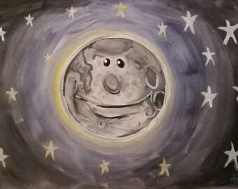 Happy moon original watercolour