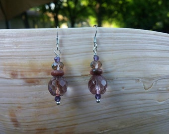 Pretty pink and lavender Crystal earrings