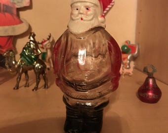 Vintage JH Millstein Glass Santa Claus Bottle with Celluloid head