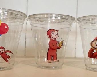 CURIOUS GEORGE 12 oz party cups with lids