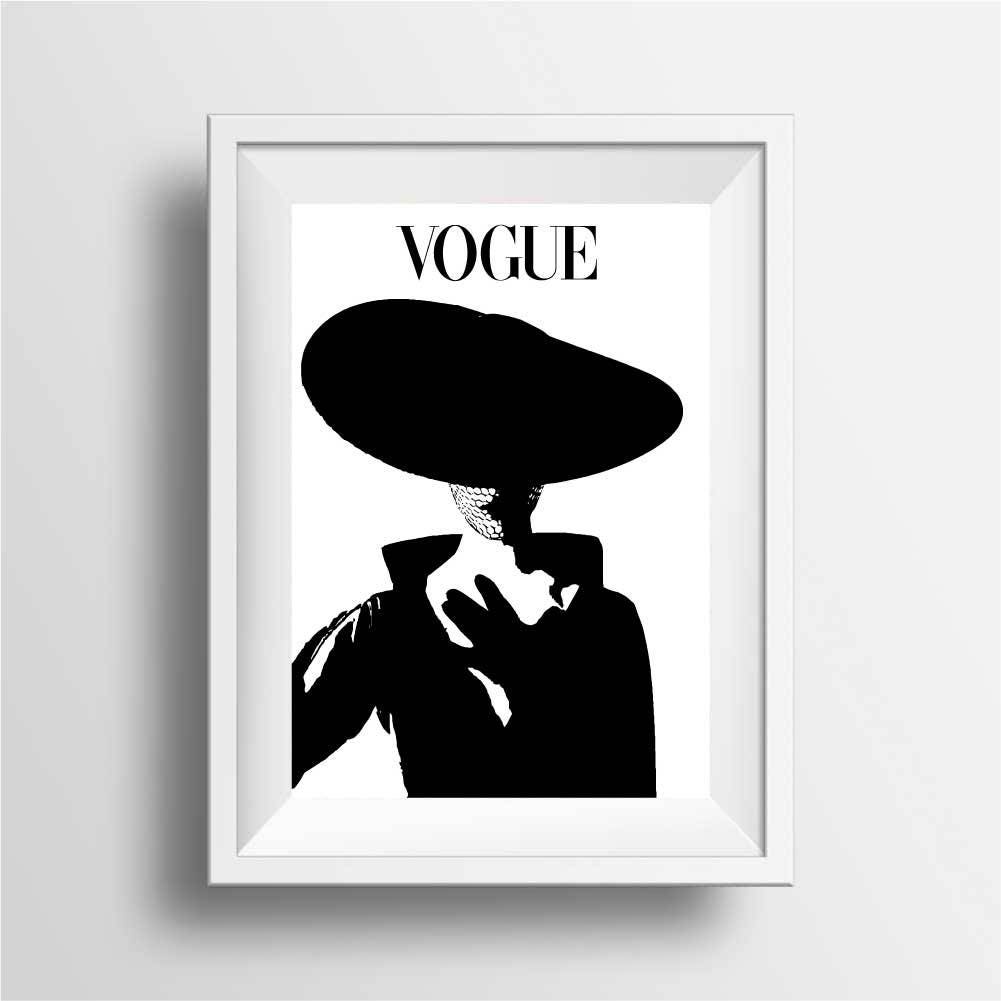 Black and white vogue poster print Fashion magazine art