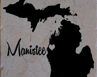 Set of 4 Manistee Michigan Coasters Free Shipping
