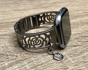 Gunmetal Bracelet for Fitbit Versa Watch Handmade Jewelry for Fitbit Versa Band CZ North Star Bracelet Adjustable Fitbit Versa Bangle