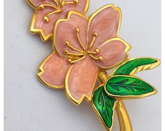 Pink Enamel Flower Brooch, pink Flower Pin