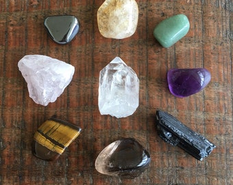 Beginner Crystal Kit | Healing Crystal Set | Chakra Cleansing Stone Kit | Empowerment Positive Energy Crystals | Raw Natural Crystal Set