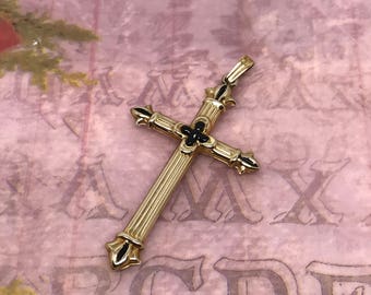 Vintage 9ct Gold Enameled Cross