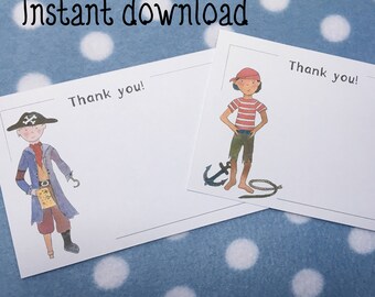 Pirate Thank You Cards Instant Download