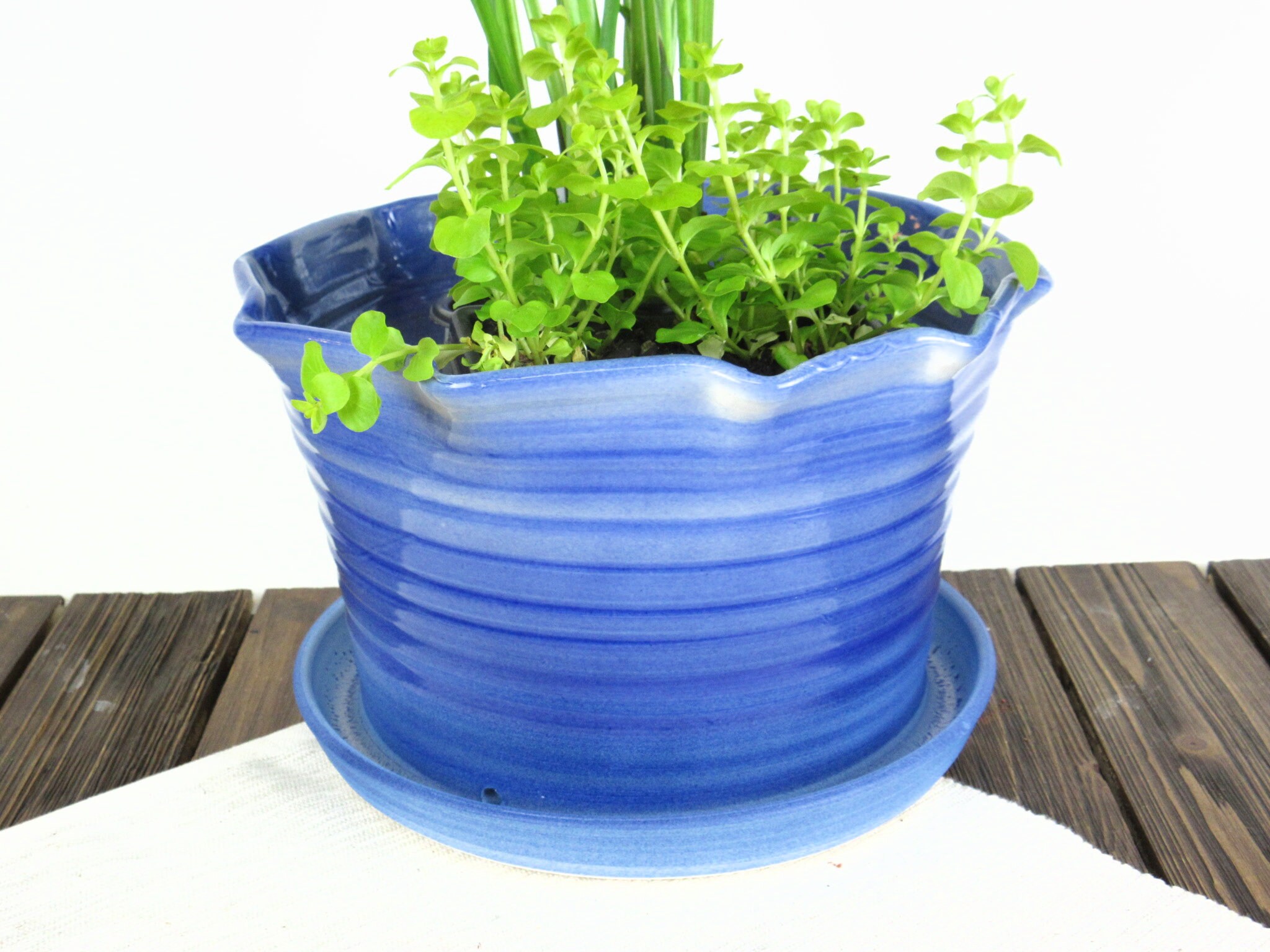 Large Blue planter flower planter flower pots garden pots