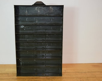 1950'S Industrial Metal Shelf / Drawer