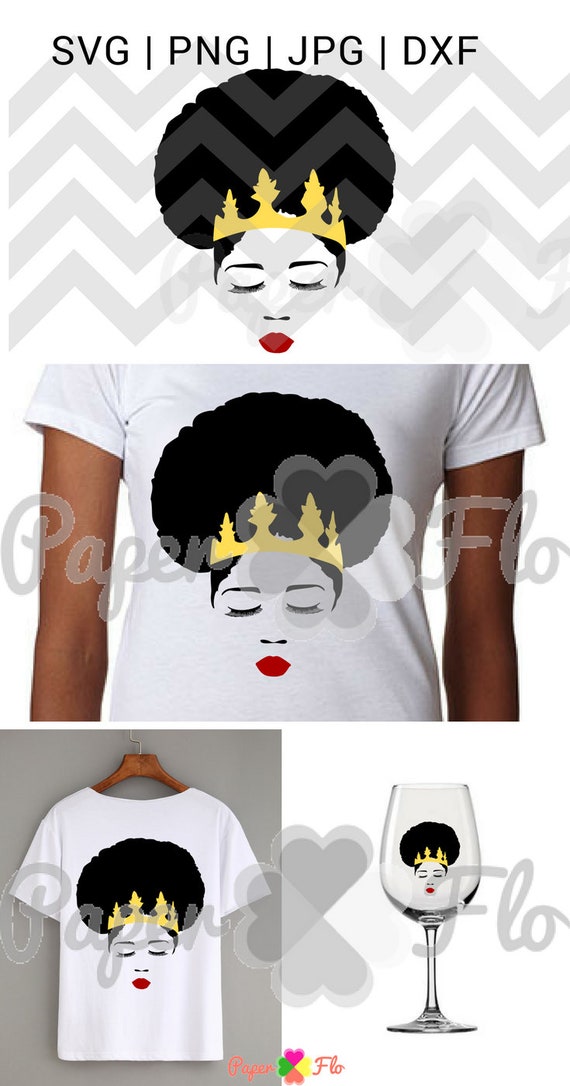 Download Black Queen SVG afro puff crown SVG pretty face clip art