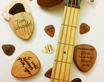 Personalized Wood Guitar Pick Box and Pick, Laser Engraved Custom Guitar Pick Case, pick holder, Ring Box, Musicians Gift, gift for him