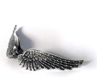 Clip On Earrings Ear Crawler Silver Wing Earrings Soldered High Quality gothic jewelry clip-on earrings Steampunk Jewelry gift for women