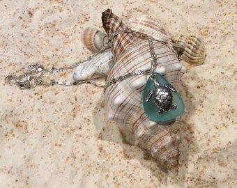 Sea Glass Turtle Necklace