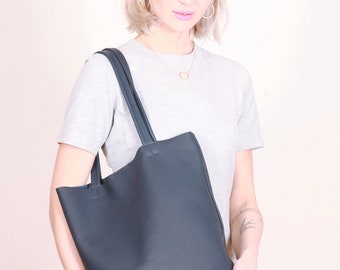 Blue Leather bag, blue Tote Bag ,blue hand bag,leather hand bag