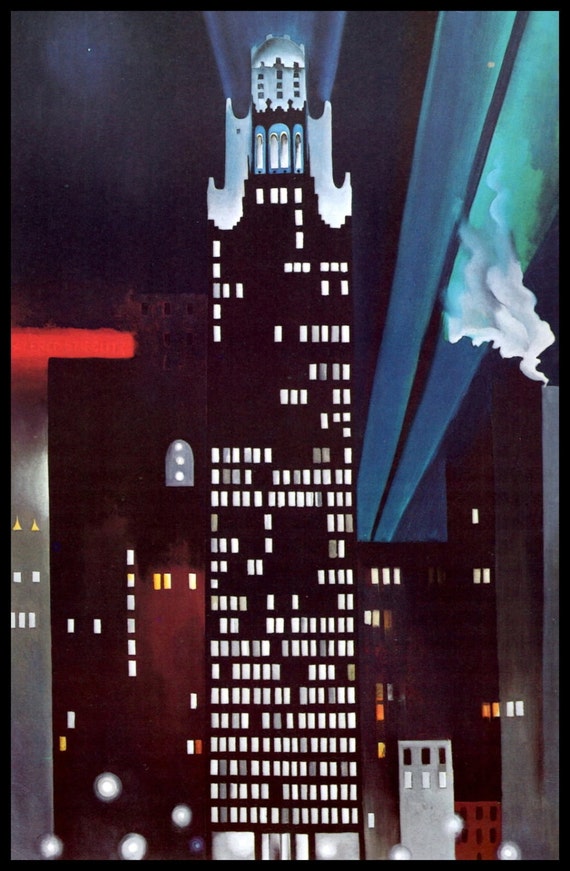 1927 Georgia O'Keeffe Print Radiator Building Night New