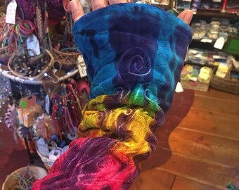 Velvet Arm Warmers in Multi coloured print
