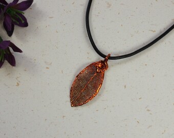 SALE Leaf Necklace, Copper Rose Leaf, Real Rose Leaf Necklace, Copper Leaf Pendant, SALE223