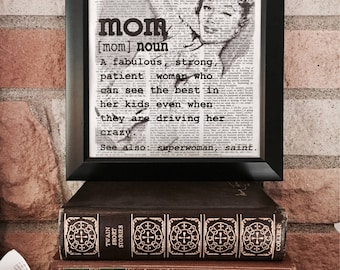 Mom - Mother's Day Dictionary Page Wall Art - Defined See Also Saint Superwoman - Gift for Mom Gift for Mothers Gift for Stepmom