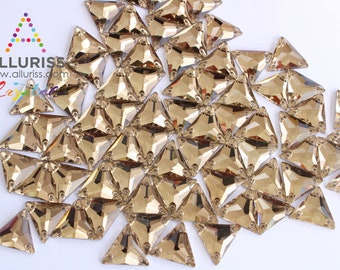 16mm, 18pcs, Topaz Crystal Triangle, small, Sew on crystal stone flatback