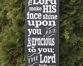 Aaronic Blessing May the Lord Bless You and Keep You Distressed Hand Painted Wooden Sign Numbers 6:24-26