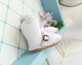 Mini White Leather Boots Neo Blythe Azone Pureneemo M S Dolls Hand Made By MizuSGarden