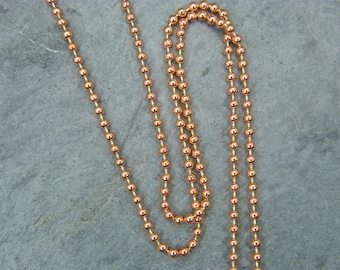 Copper ball chain ~ Copper necklace ~ 2 mm ball chain ~ 100% Solid copper chain ~ Bare copper chain ~ Antique copper chain ~ UK supplier ~